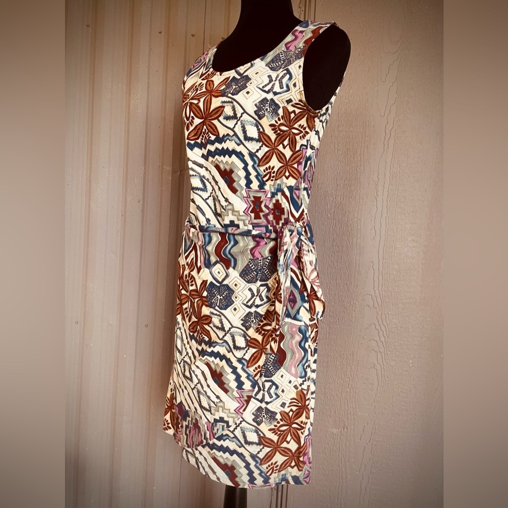 VTG HILO HATTIE Faux Wrap Tank Dress Knee Length Hawaiian Floral Tiki sz S USA